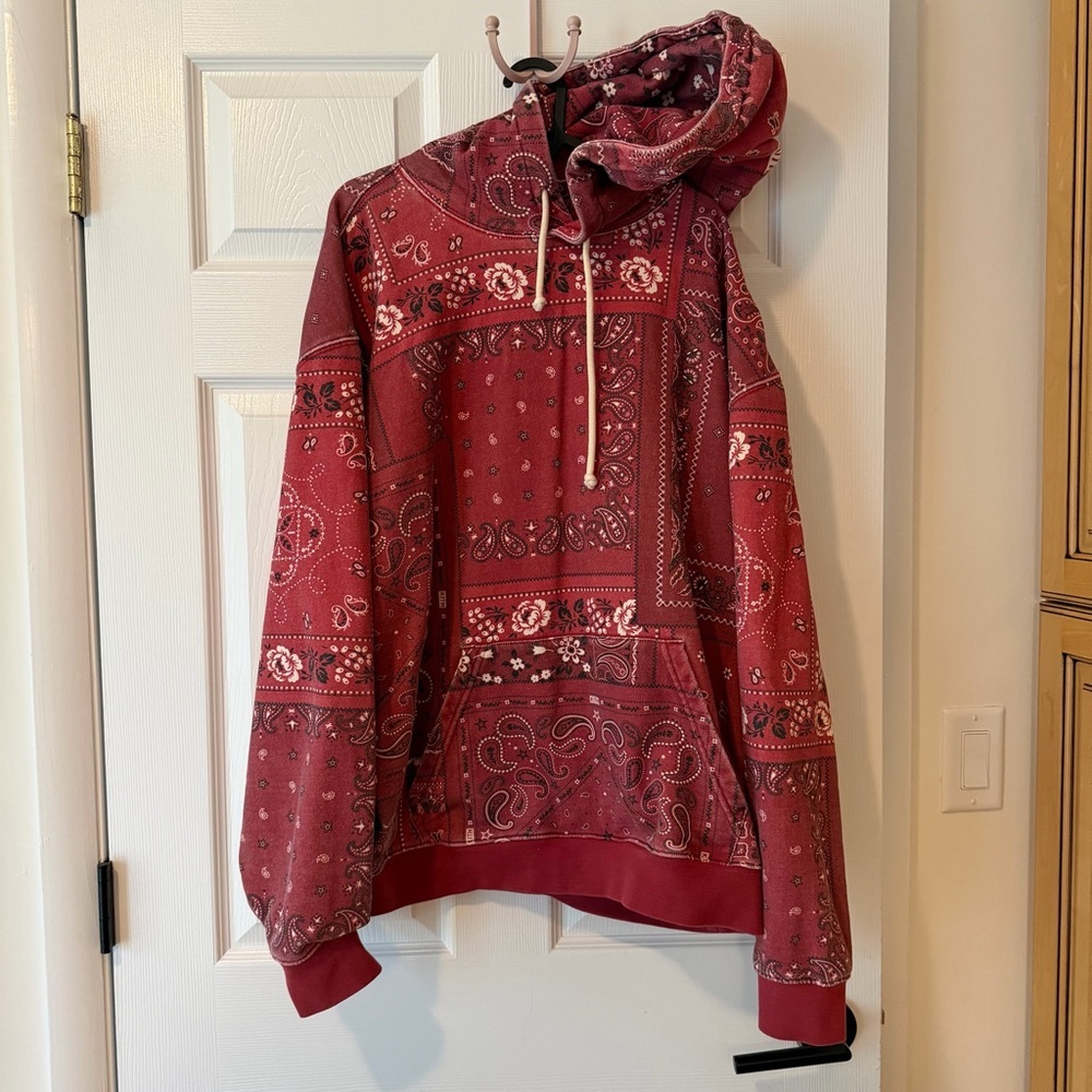 Kith Deconstructed Bandana Williams III Hoodie 'Pyre'  Red Bandana Print Hoodie
